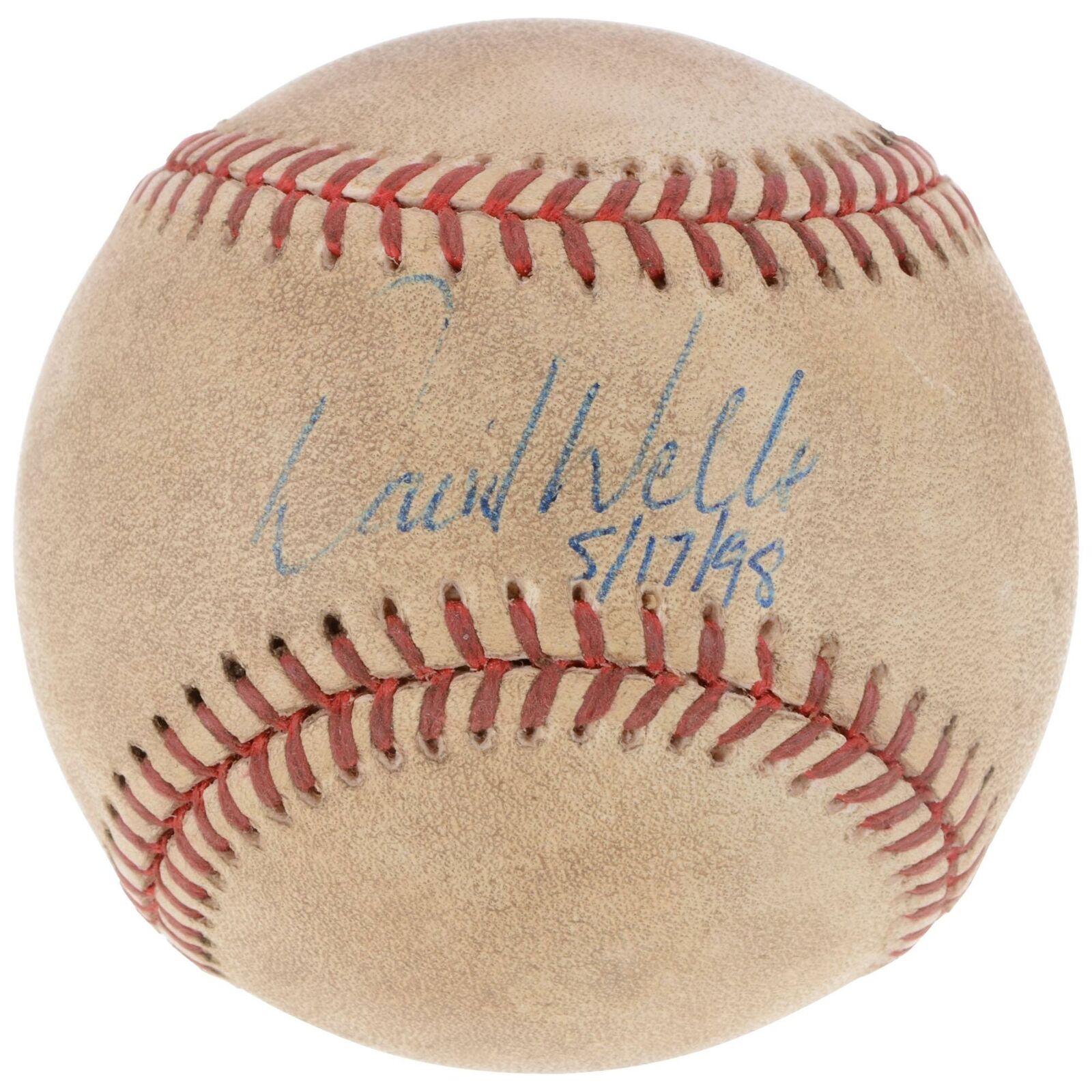 David Wells New York Yankees Game Used Signed Baseball & 5/17/98 Insc - Beckett