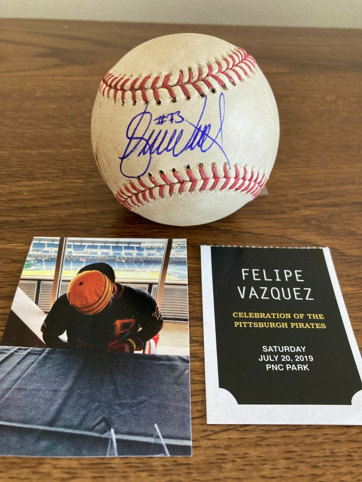 Felipe Vazquez Signed Auto Game Used Baseball Ball In Dirt Pittsburgh Pirates